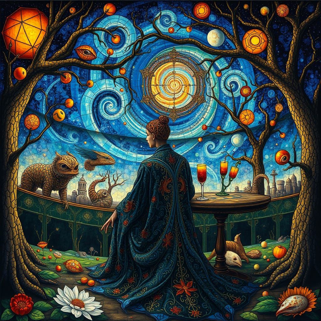 Psychedelic Utopia with Space Creatures in Bio-Art Style