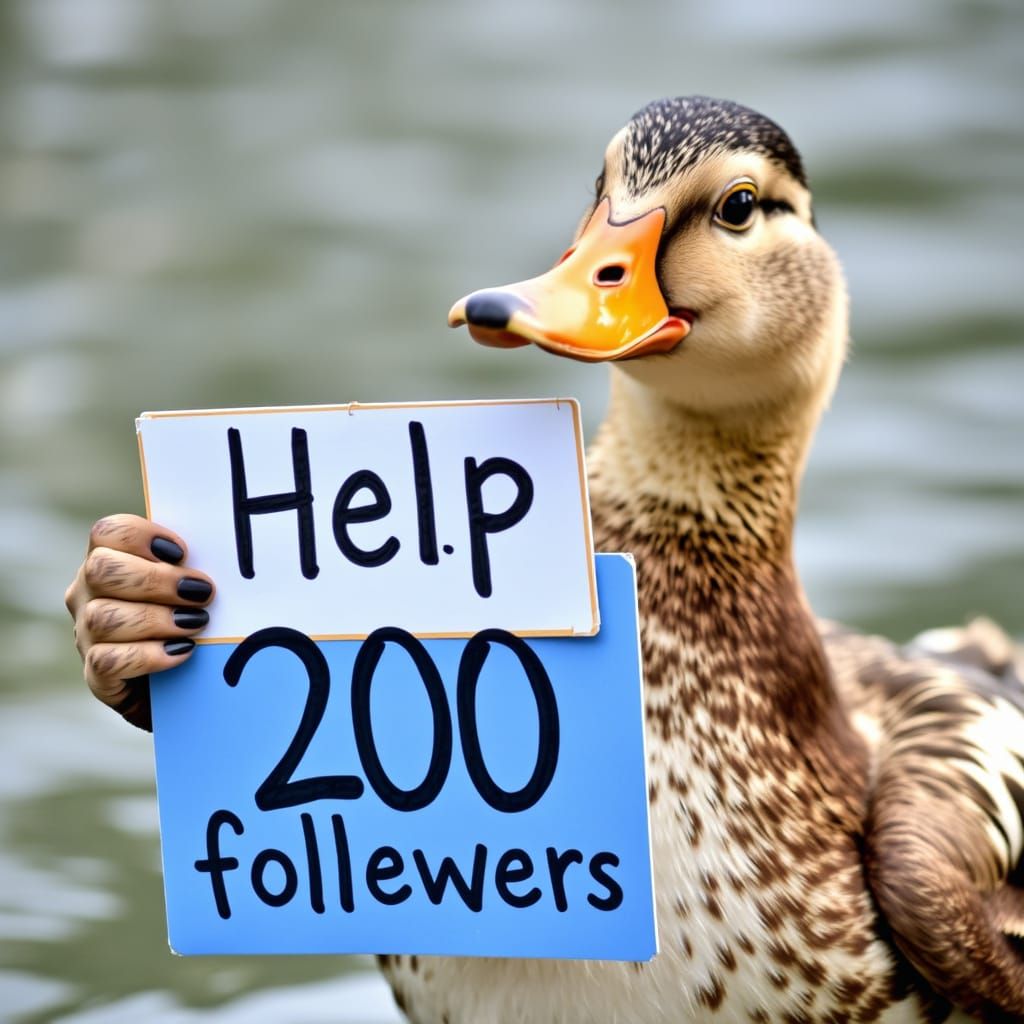 Cartoon Duck Asks for Social Media Followers