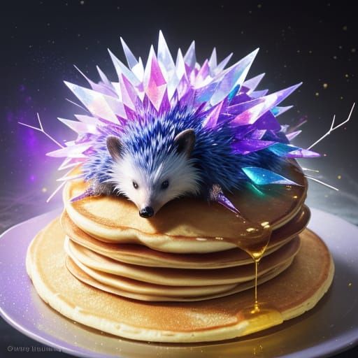 Magical Hedgehog Blows Out Birthday Candles in Vibrant, Irid...