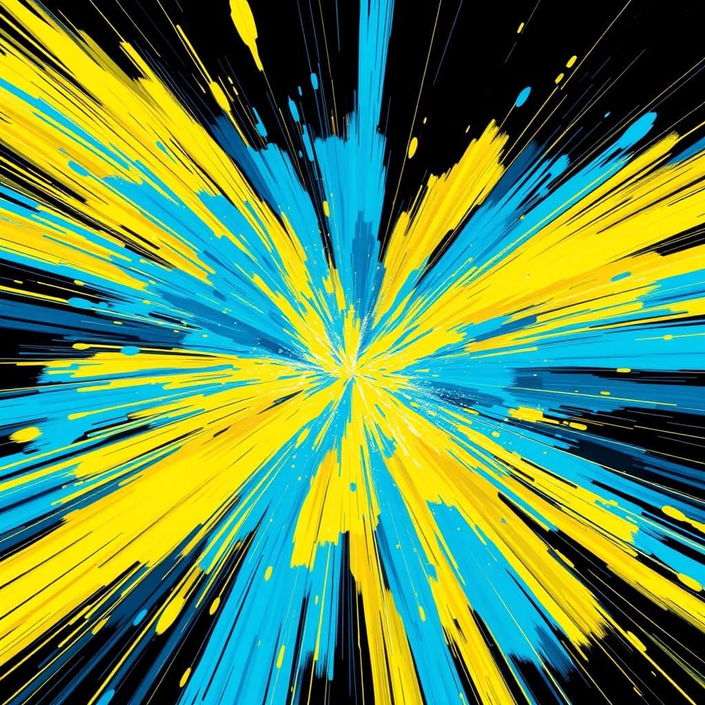 Electric Blue and Yellow Dynamism in Cyberpunk Style