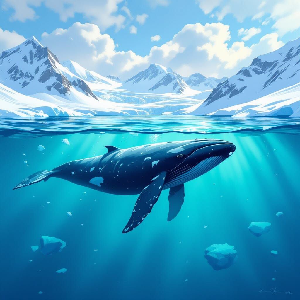 Arctic Whale in Turquoise Waters