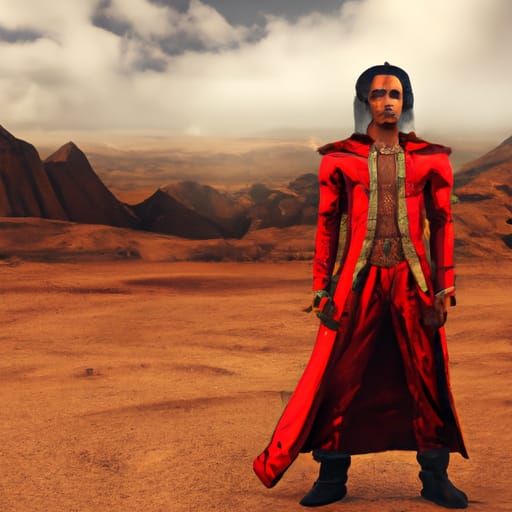 Photorealistic African Sorcerer in Red Robes