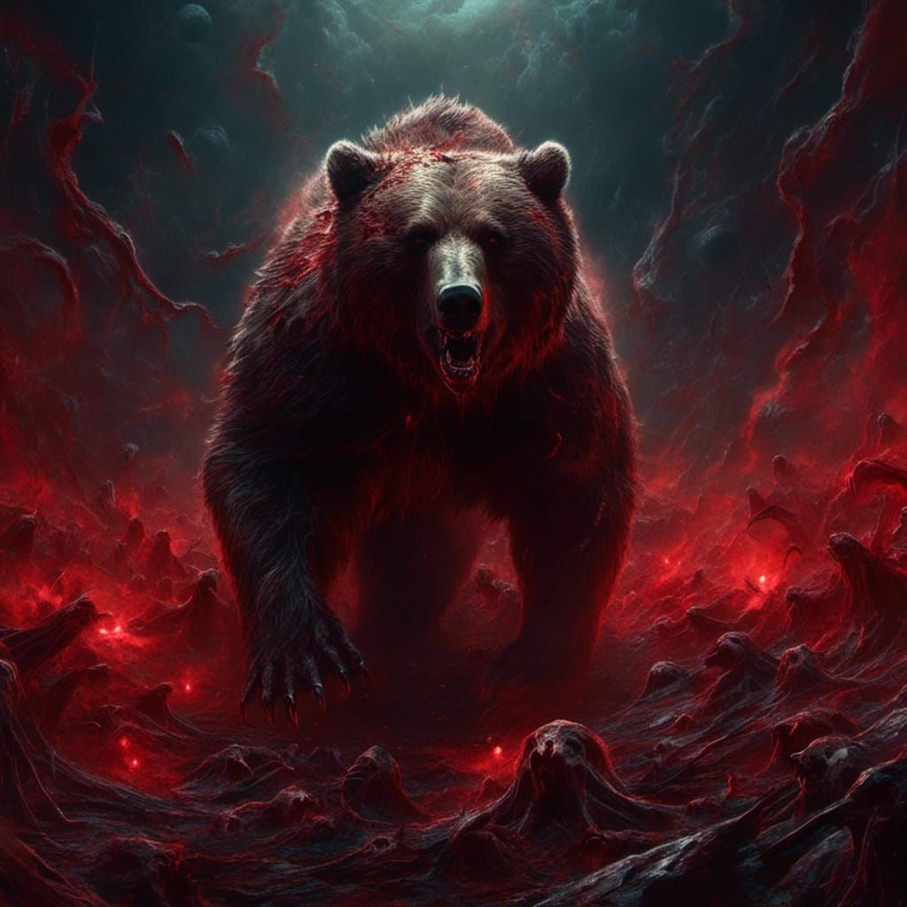 Cursed Zombie Bear Portrait in Macabre Style