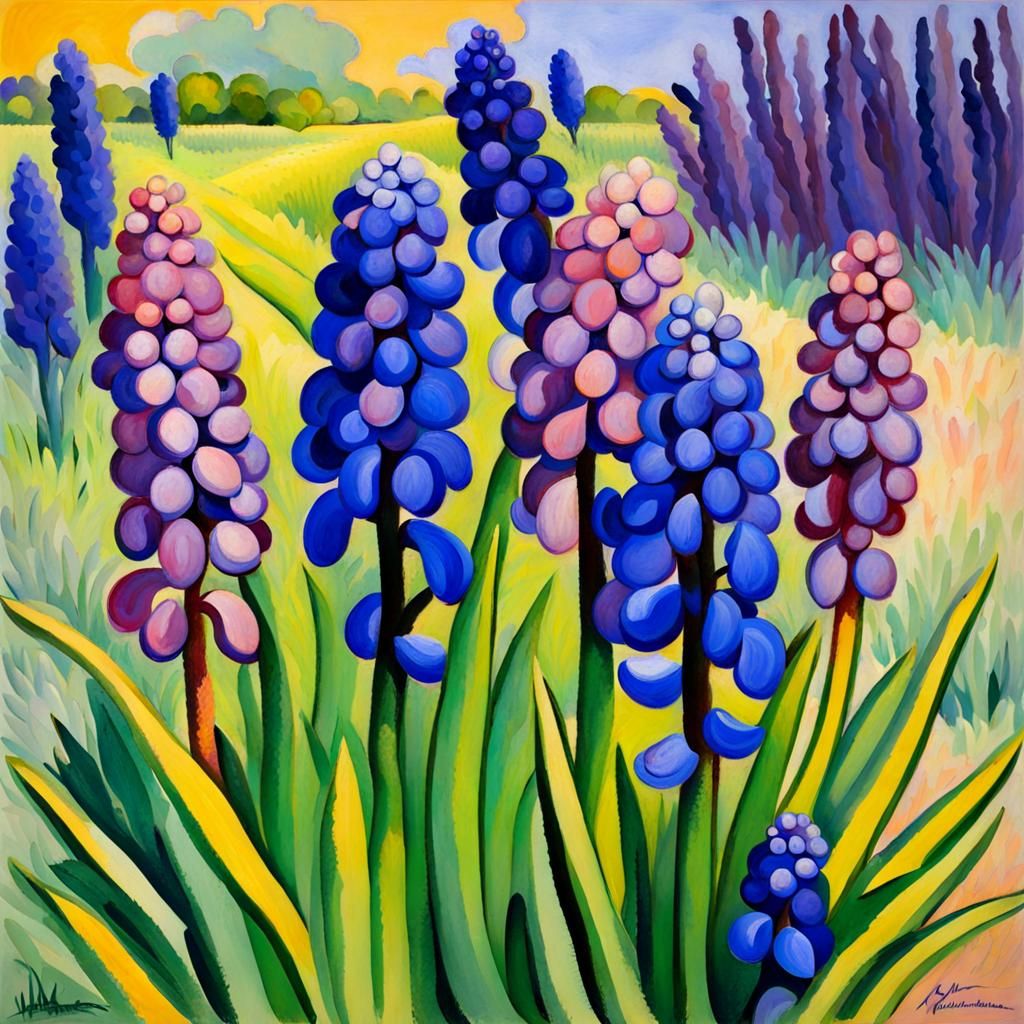 Grape Hyacinths in Fauvism Style