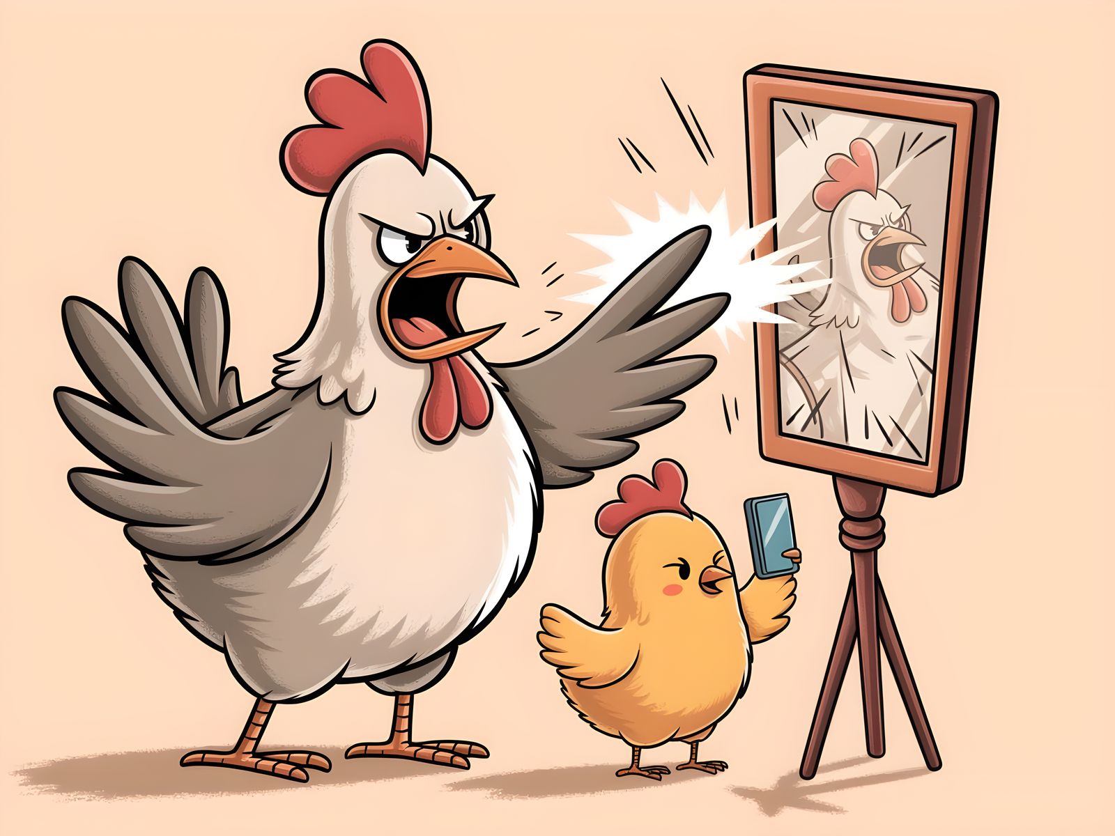 Humorous Chicken Swats Chick Taking Selfie