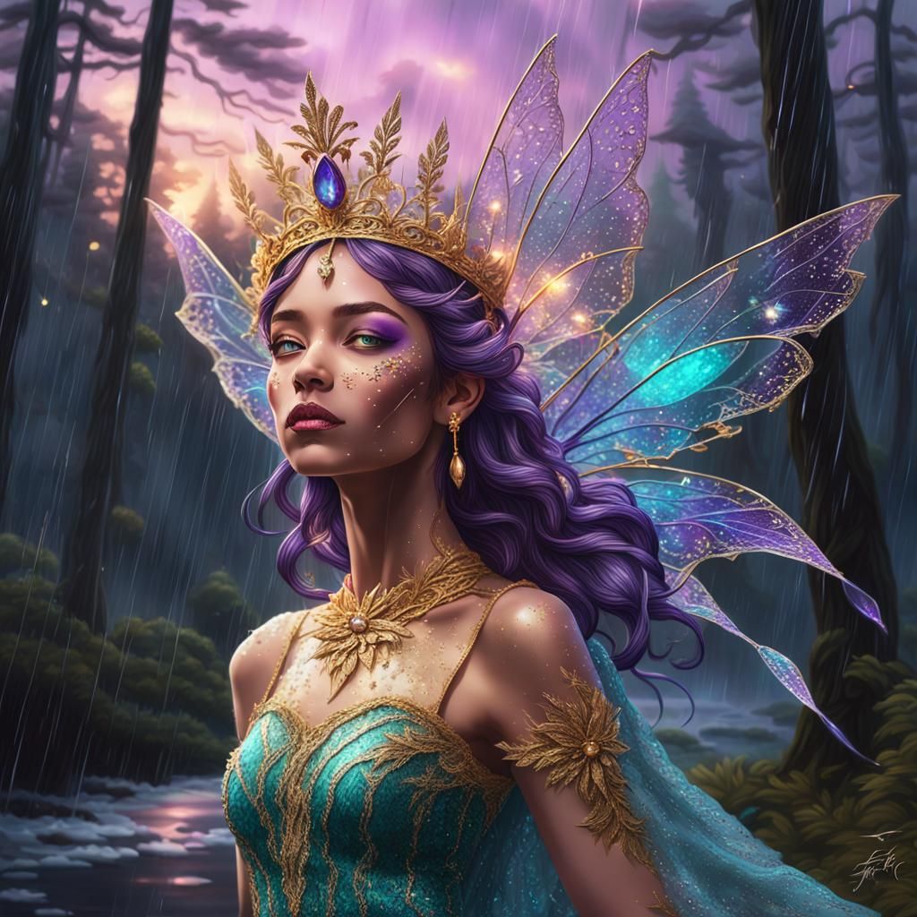 Turquoise and gold gilded and lace outfit lightning fairy, f...