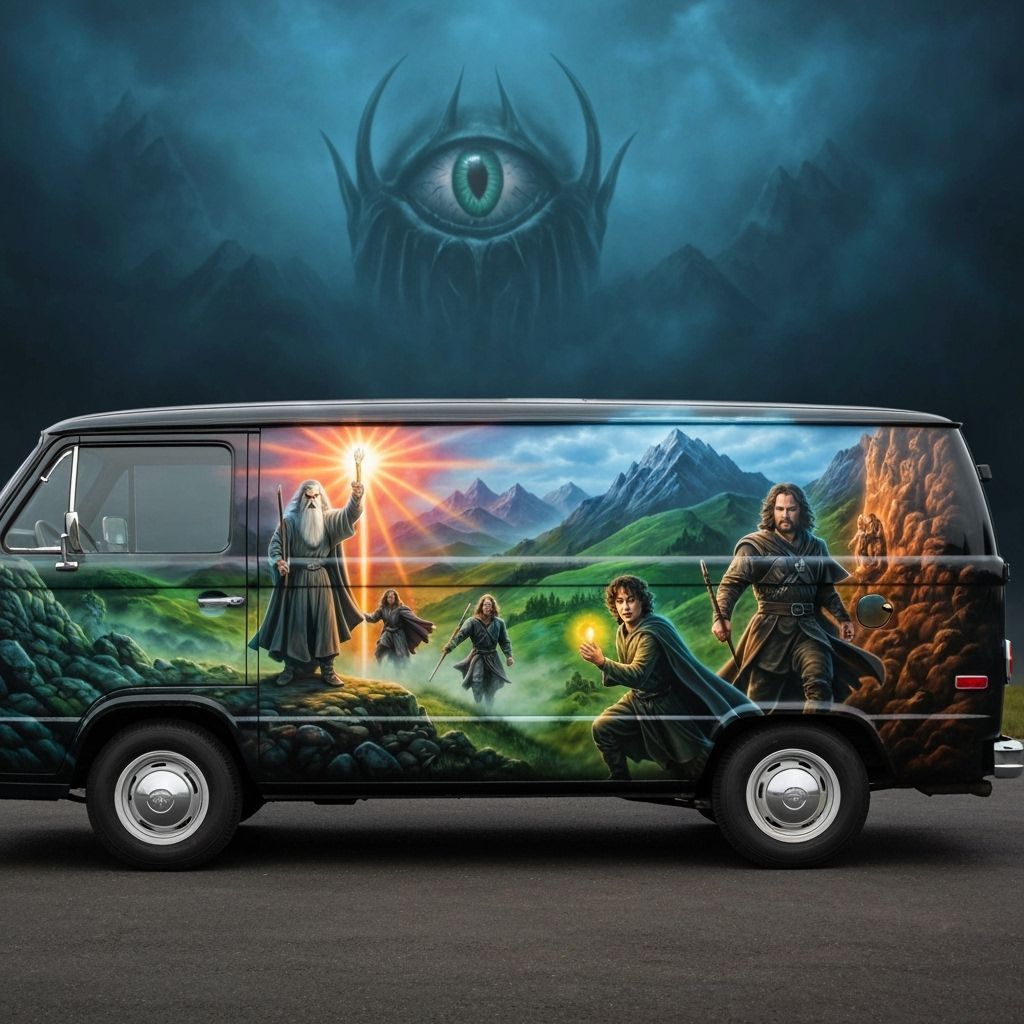 Lord of the Rings Mural on Vintage Van