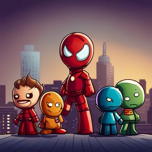Monsters Cosplaying as Superheroes in Vector Art