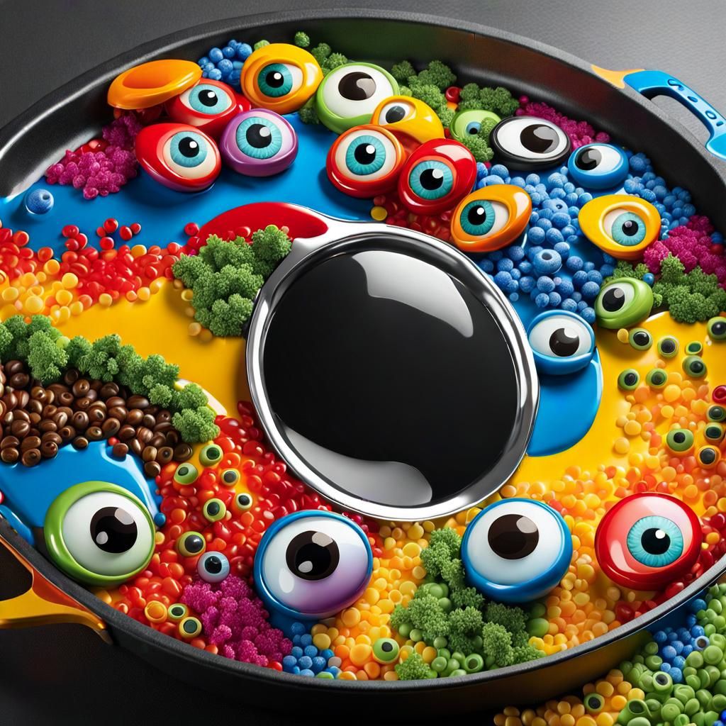 Hyperrealistic Googly Eyes on a Pan