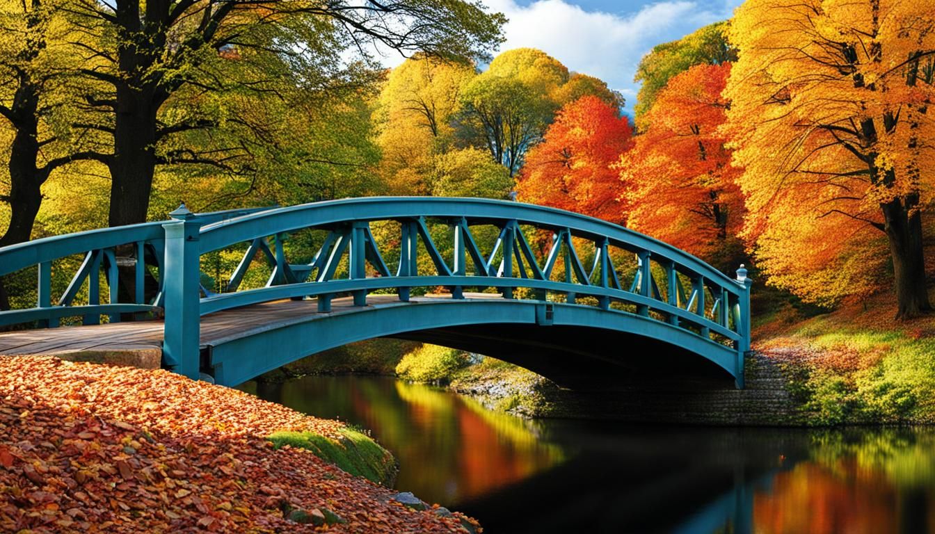 Scenic Autumn Bridge AI Image