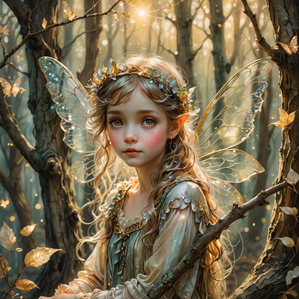 Enchanted Fairy Portrait in Watercolor Style