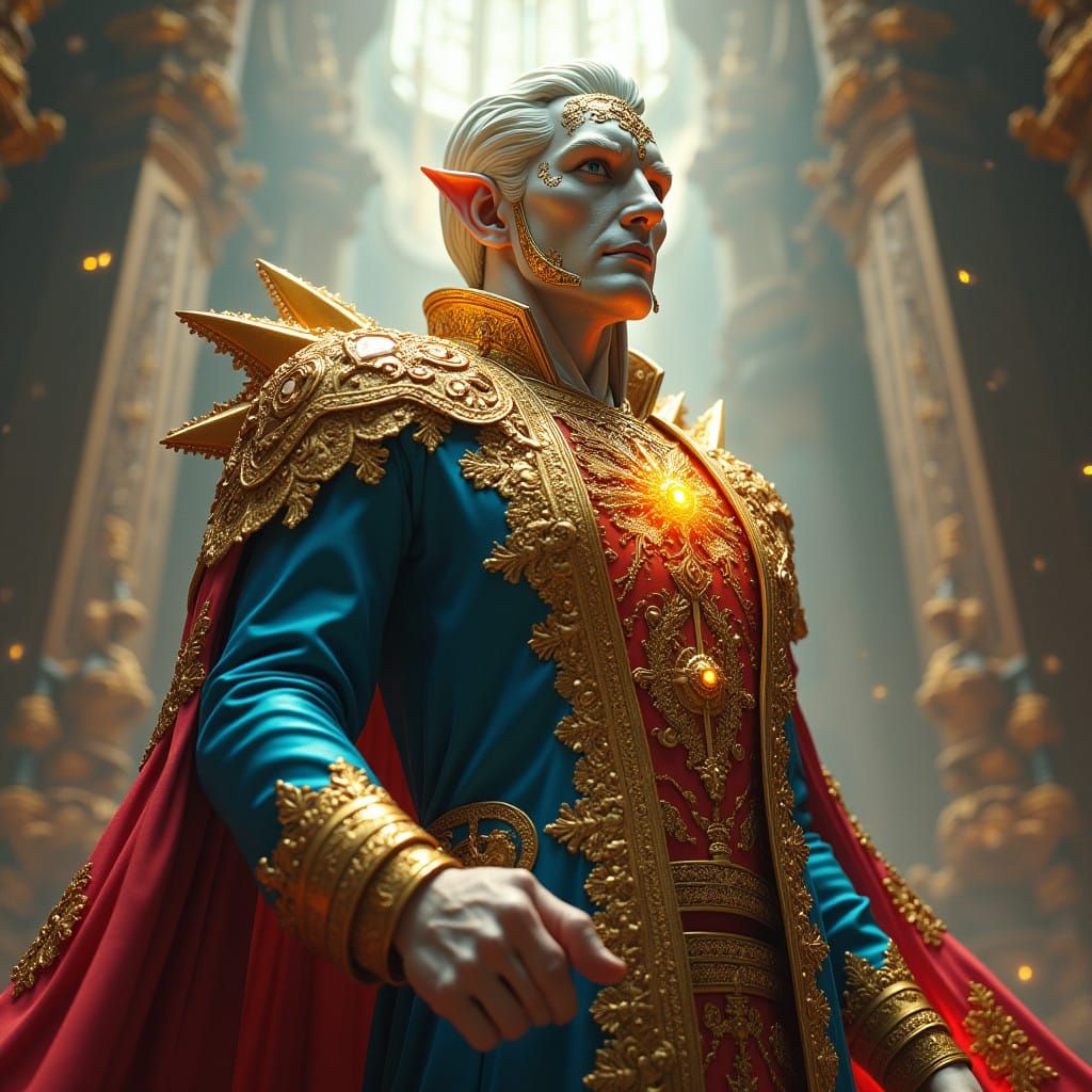 Ethereal Politician God Surveys Realm with Charisma and Wisd...