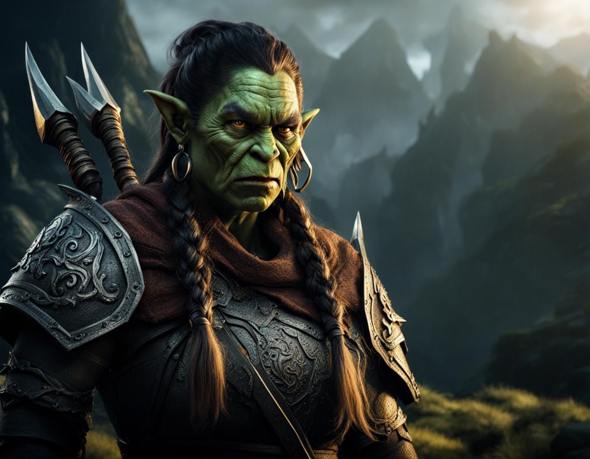 Epic Orc Warrioress in Dramatic Cinematic Style
