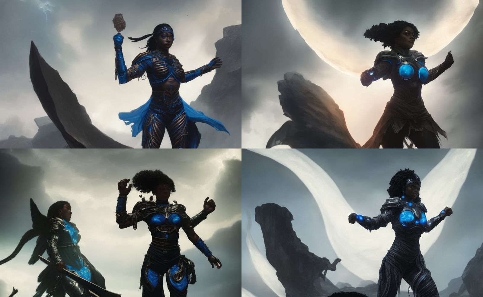 Futuristic Biracial Superheroine in Cosmic Steampunk Style