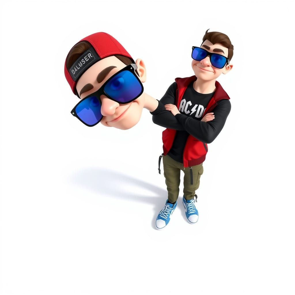 3D Caricature with Exaggerated Features and Glossy Finish