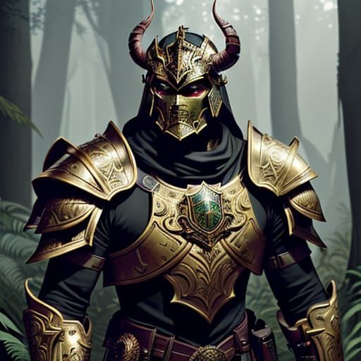 Battle-Hardened Warrior in Dark Red and Gold SCARAB Spartan....