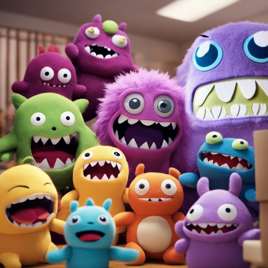 Cute Monster Puppets in Anime Key Visual Style