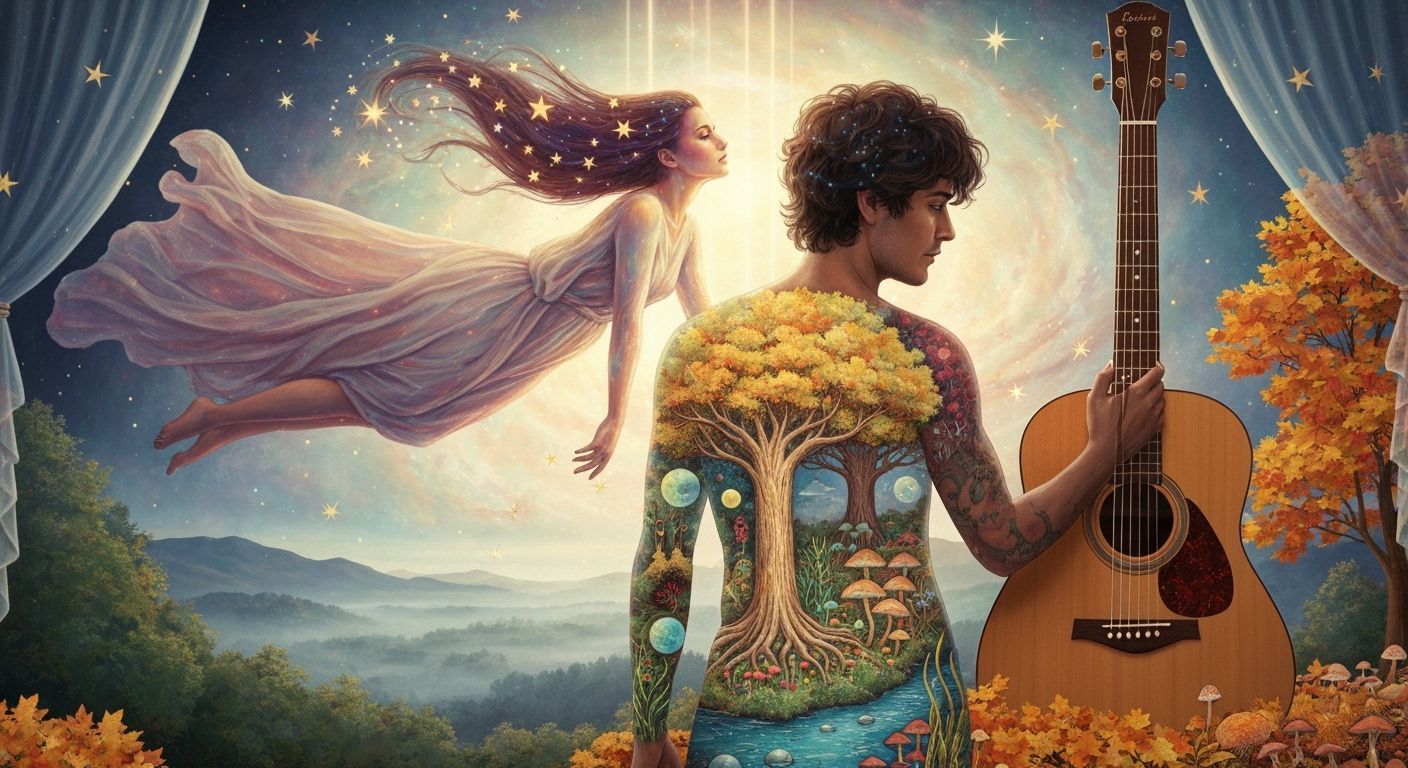 Cosmic Surrealist Painting of Ethereal Woman in Nebula