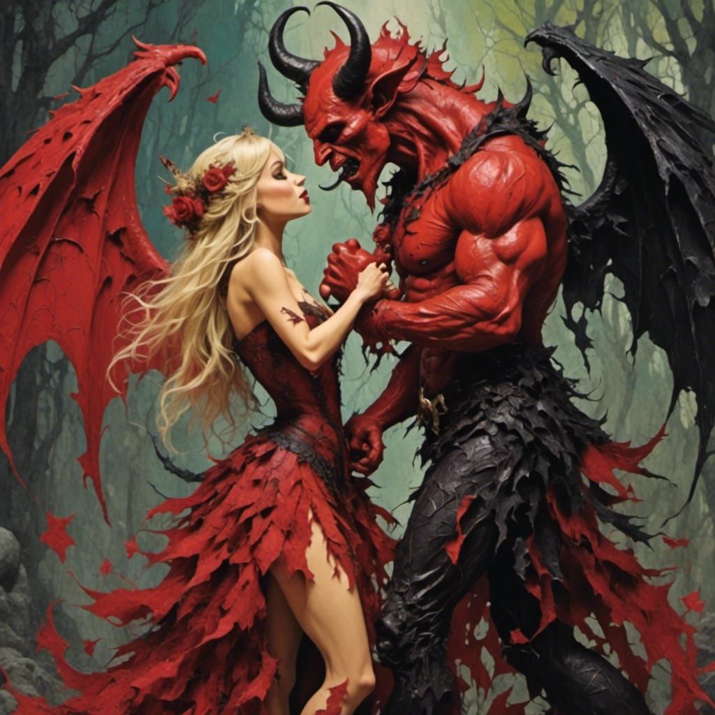 Fairy and Devil Arguing, Mythical Face-Off
