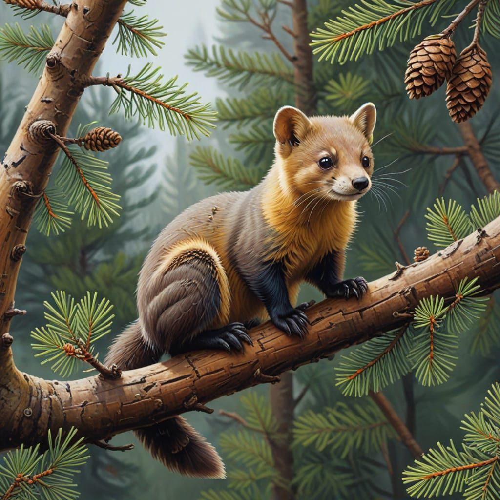 Wildlife in a Gouache Landscape