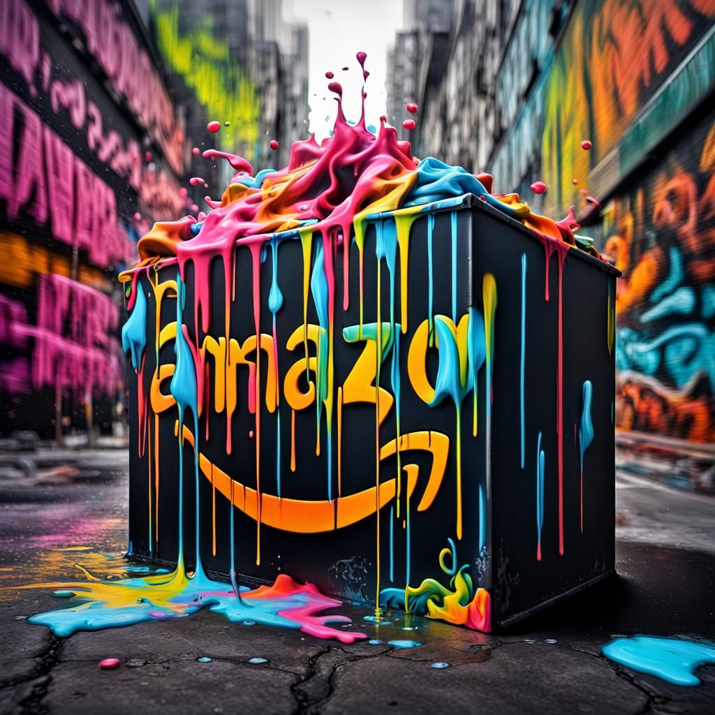 Amazon Box Graffiti Art in Street Style