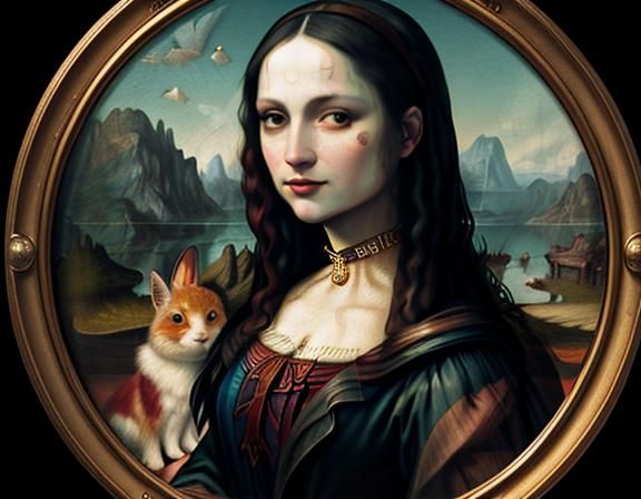 Harley Quinn as Mona Lisa in Beatrix Potter Style