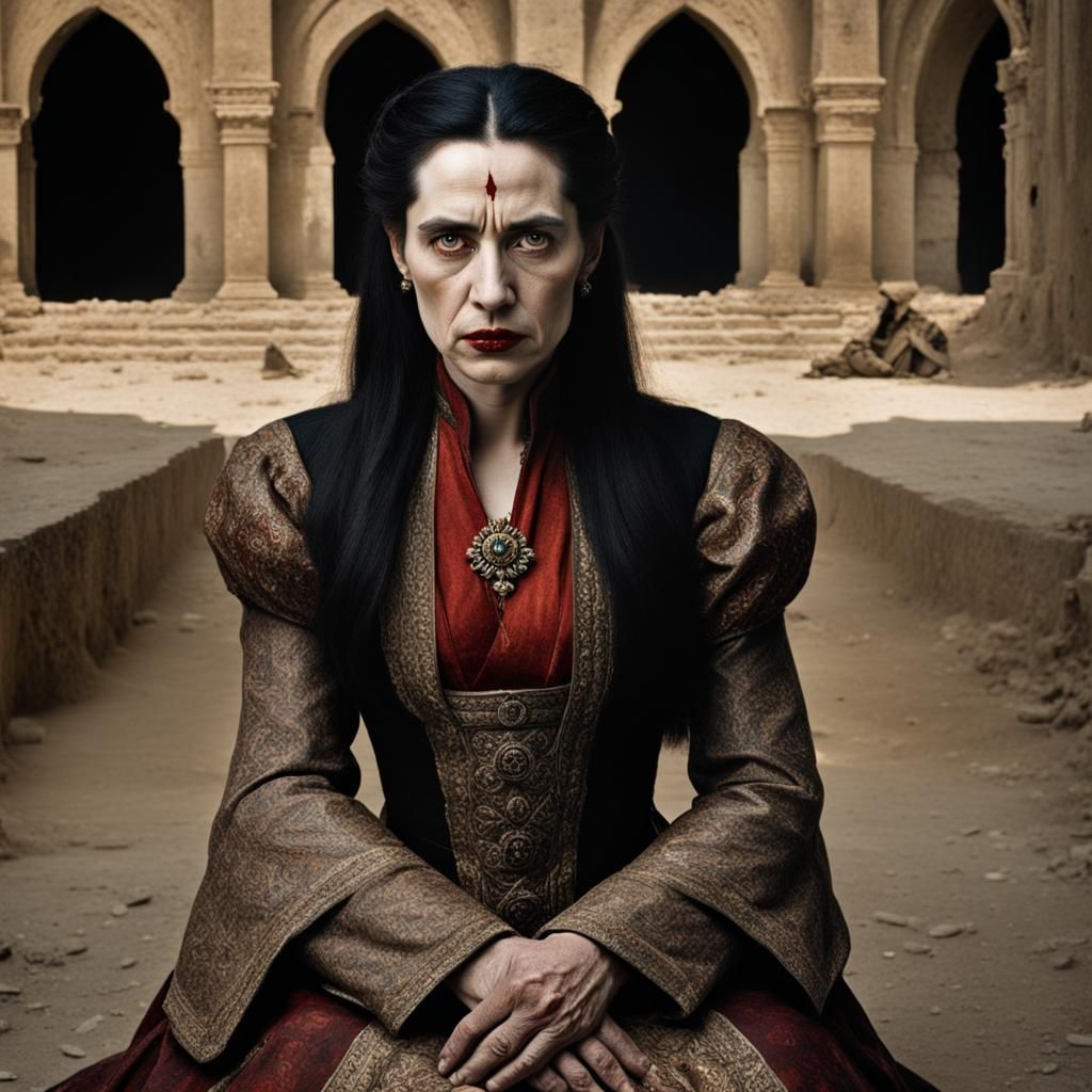 Vampire Submissive Portrait Before Devastated Armies