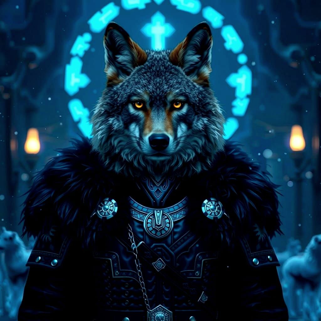 Coyote Viking in Hyperrealistic Digital Matte Painting