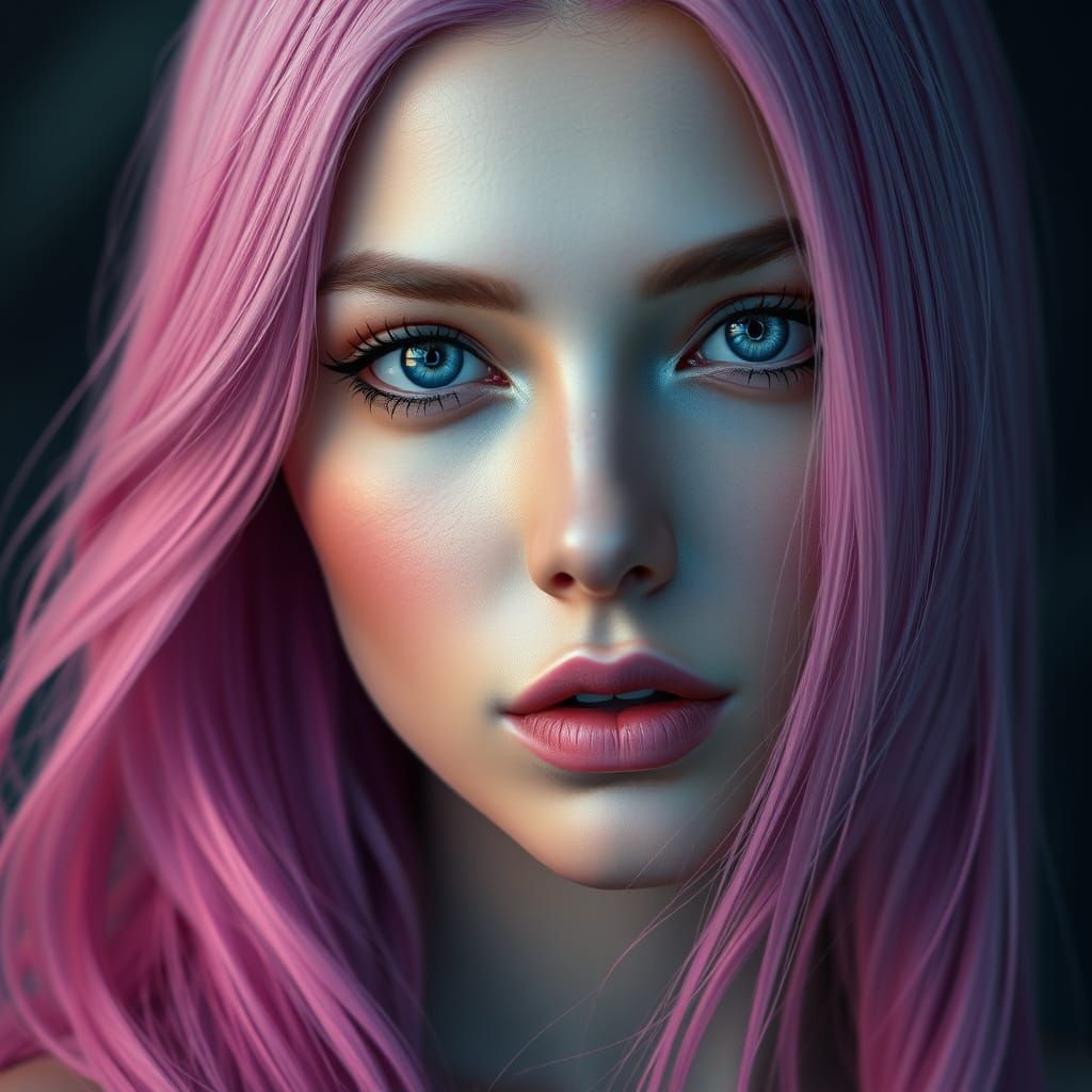 A Captivating Fantasy Maiden with Elegant Pink Locks in Ultr...