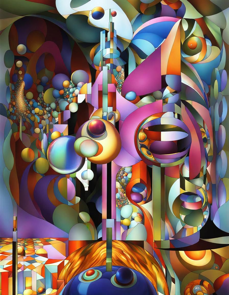 Abstract Geometric Fractal Painting in Soft Light