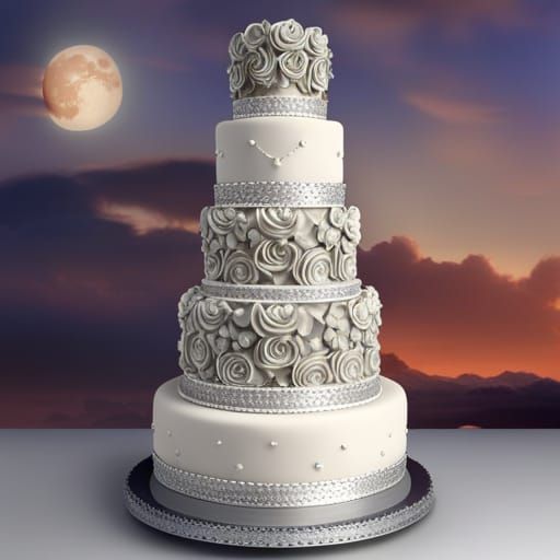 Elegant Wedding Cake with Hearts and Flowers