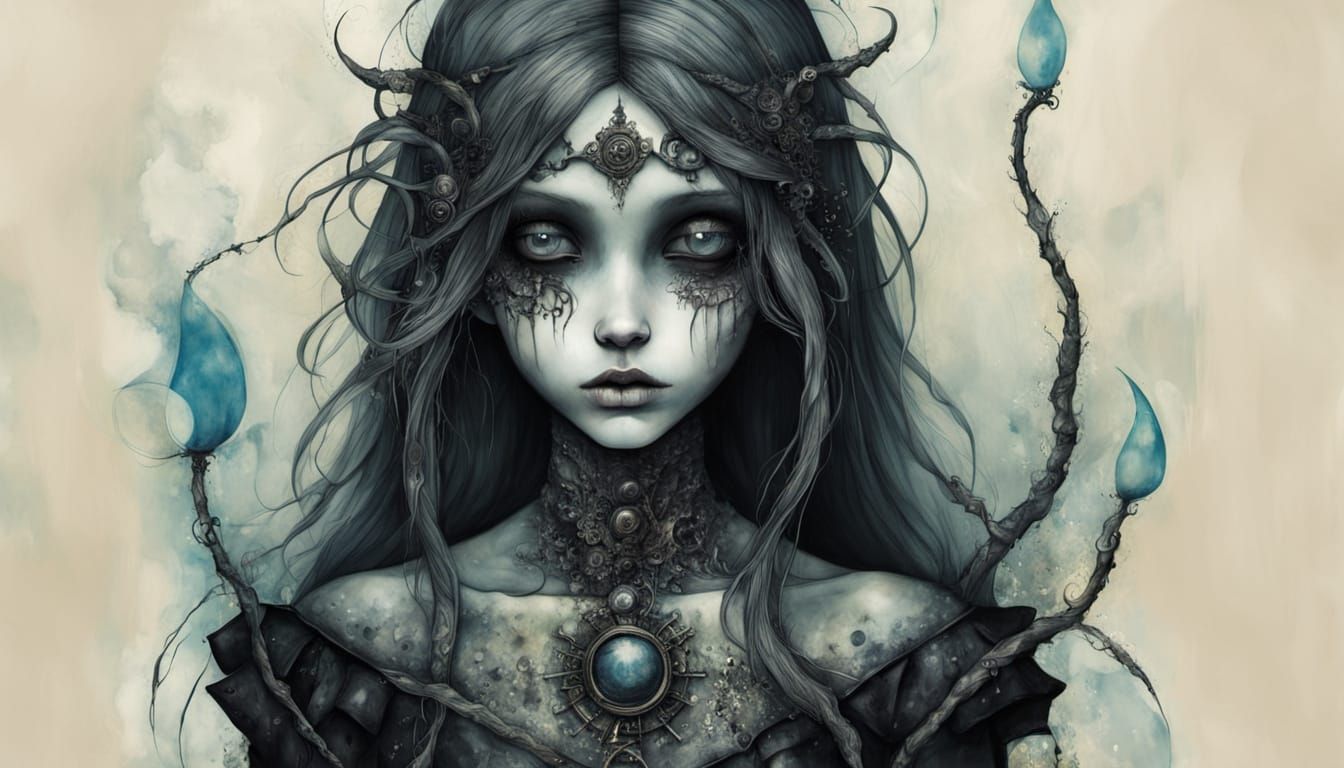 Surreal Male Figure's Search, Alcohol Ink Art