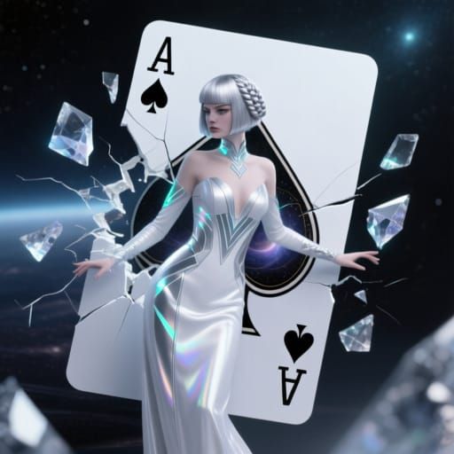 Futuristic Queen of Spades Emerges in 3D Render