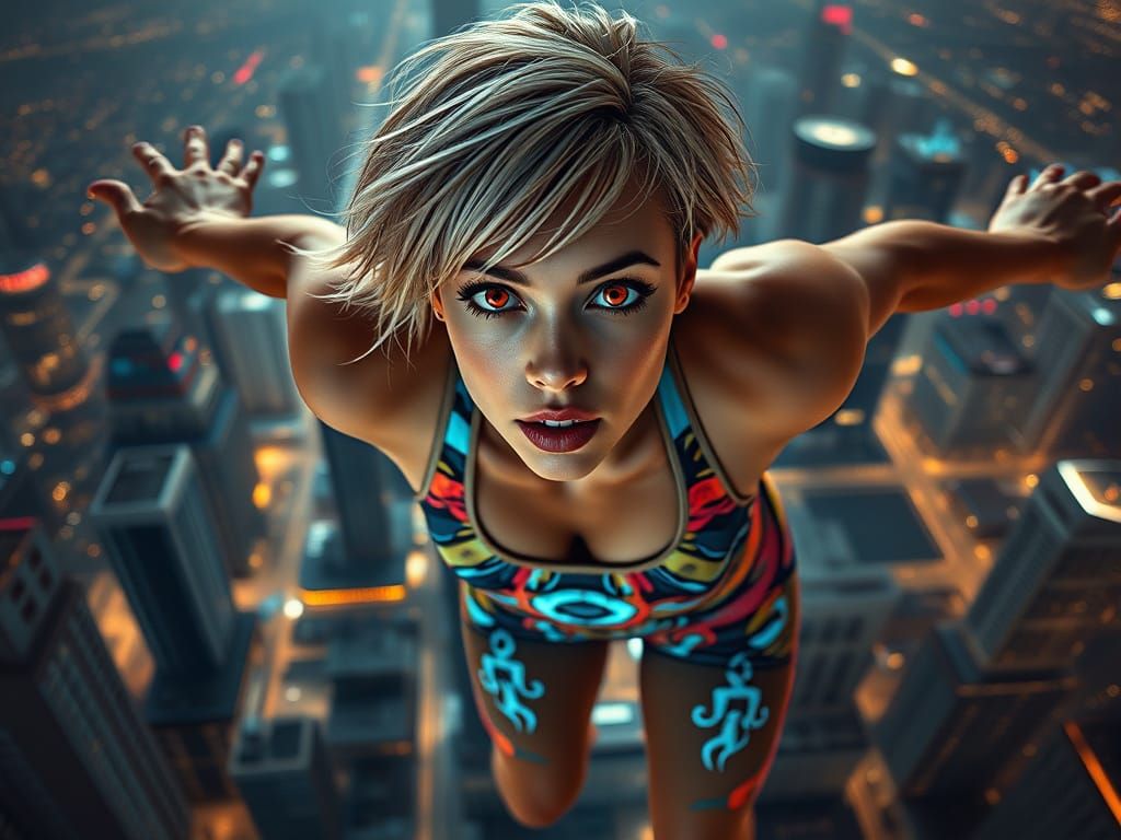 Hyper-Realistic Superheroine in Flight