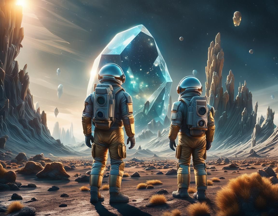 Astronauts Discover Crystal Planet in Golden Light