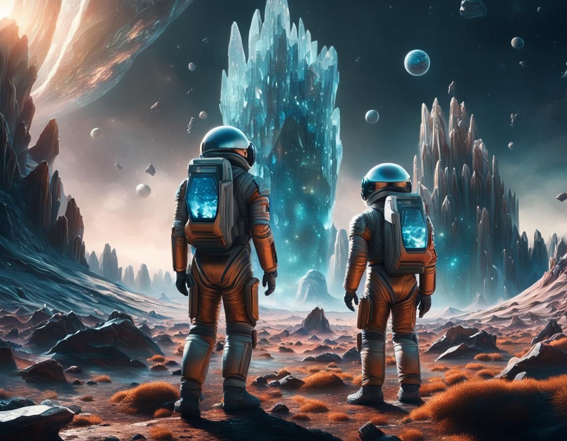 Astronauts Discover Crystal Formations in Alien Landscape