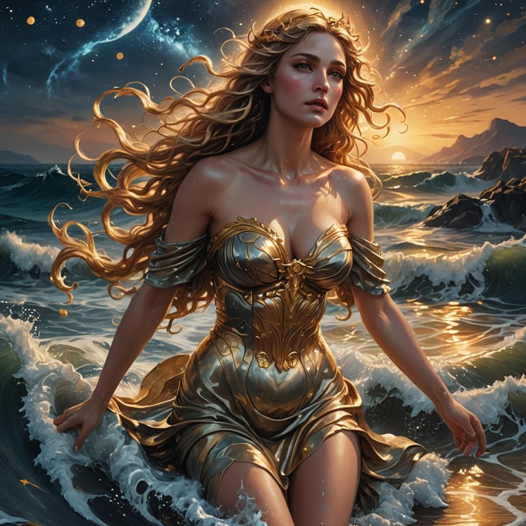 Aphrodite Rising: Fantasy Art in Oil Painting Style