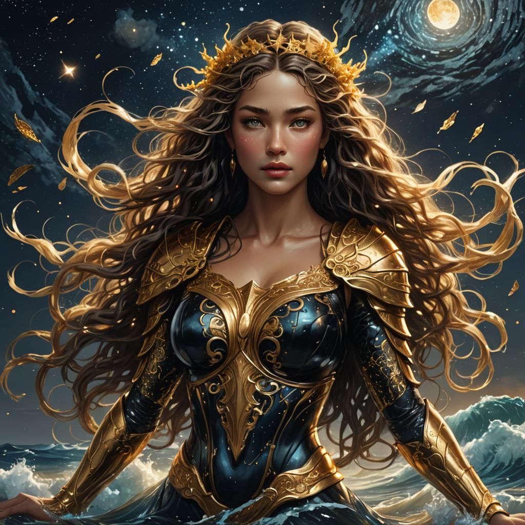 Aphrodite Rises from the Starry Sea: Fantasy Art