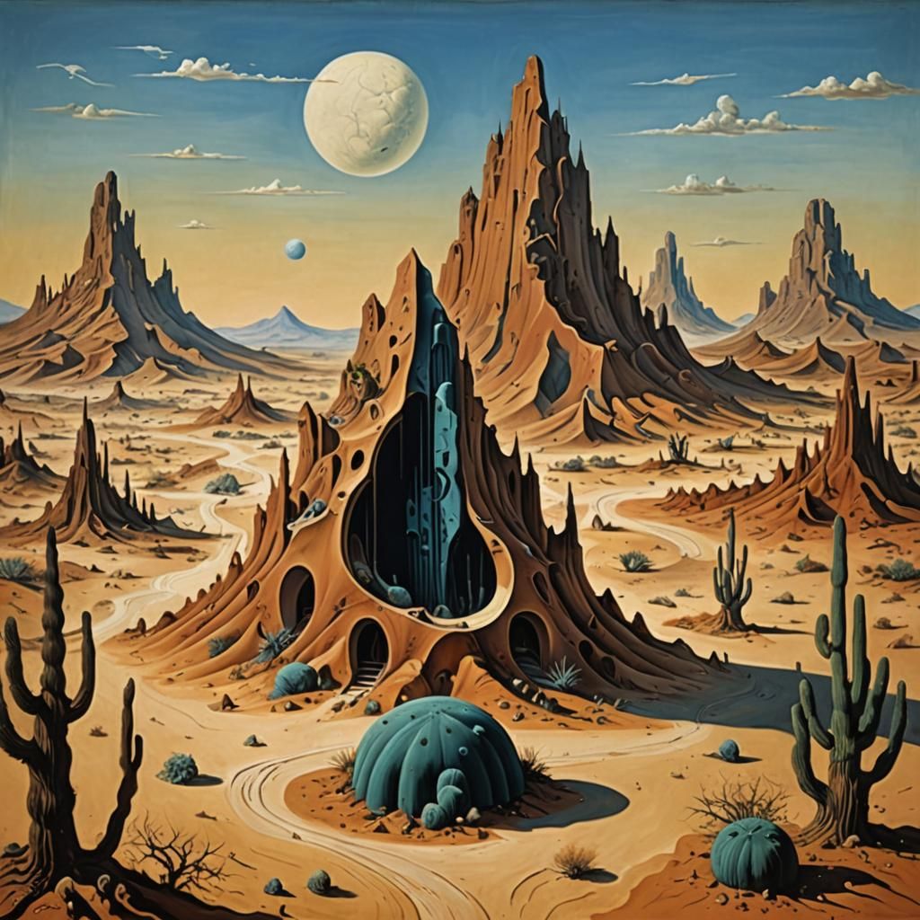 Surreal Desert Landscape in Surrealist Style