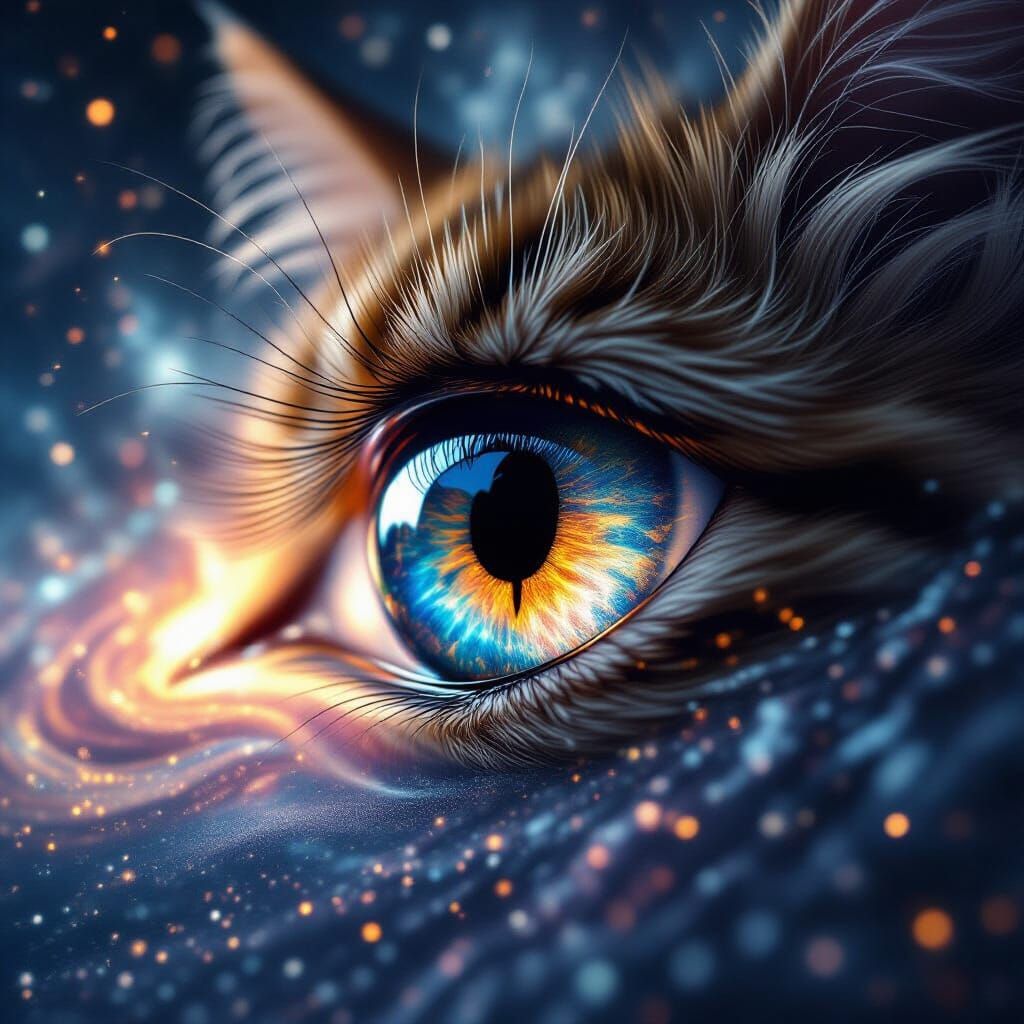 Cosmic Cat Eye Nebula with Galaxy Iris