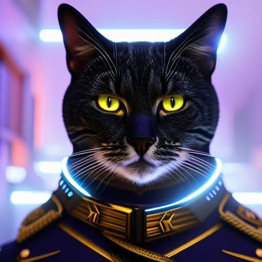 Police Cat Portrait in Policepunk Style