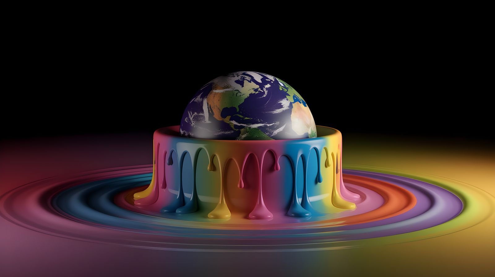 Surreal Planet Emerges from Swirling Paint in Cosmic Landsca...