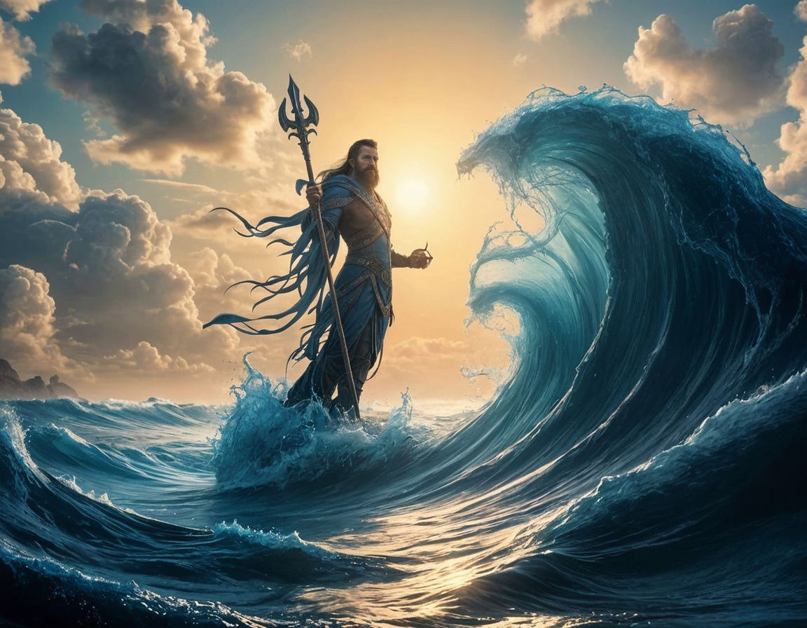 God of the Deep in Vibrant Blue Hues