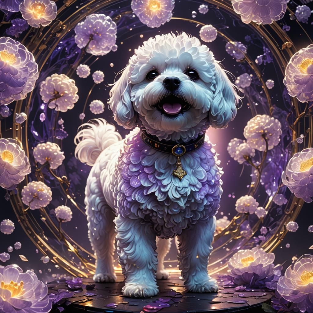 Glowing Bichon Frisé Digital Illustration
