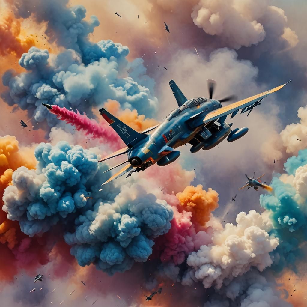 Astonishing Airshow with Colorful Smoke Trails