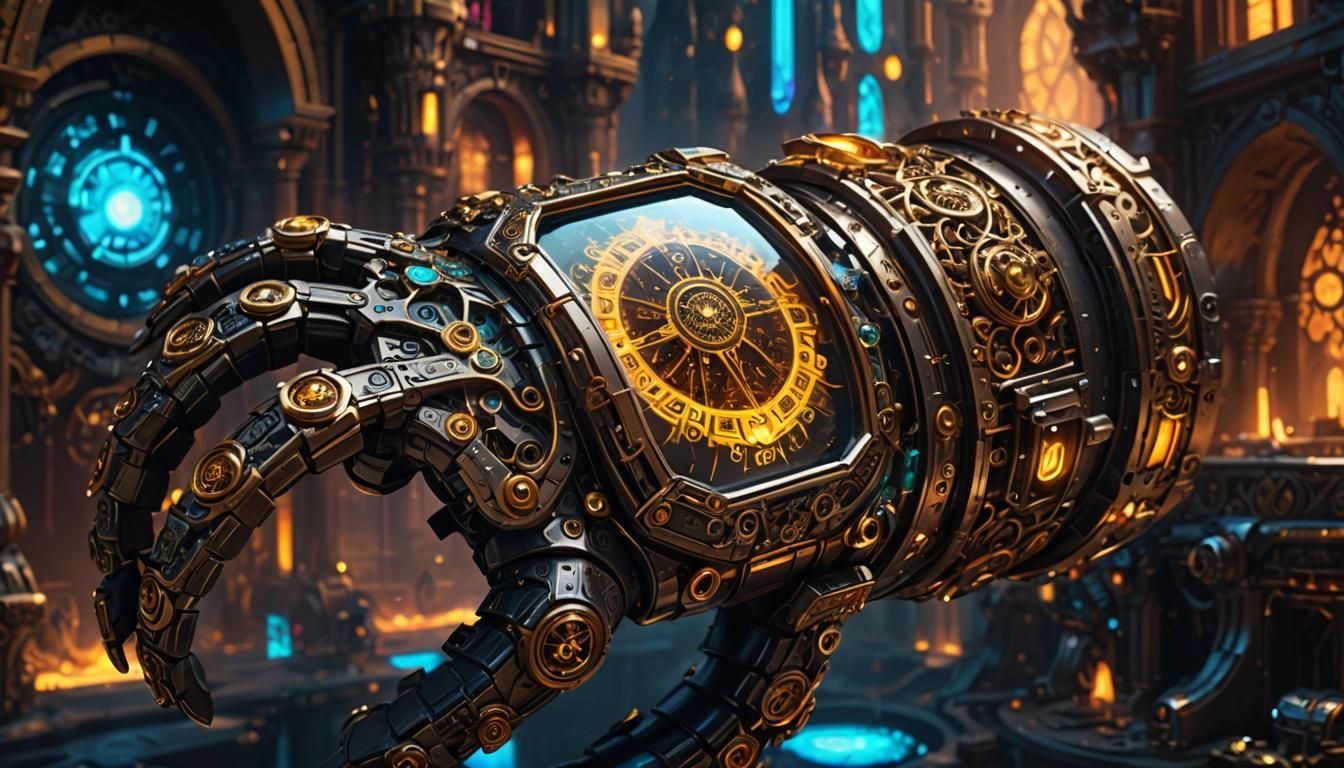 Futuristic Wrist Device in a Mystical Fantasy Art Style