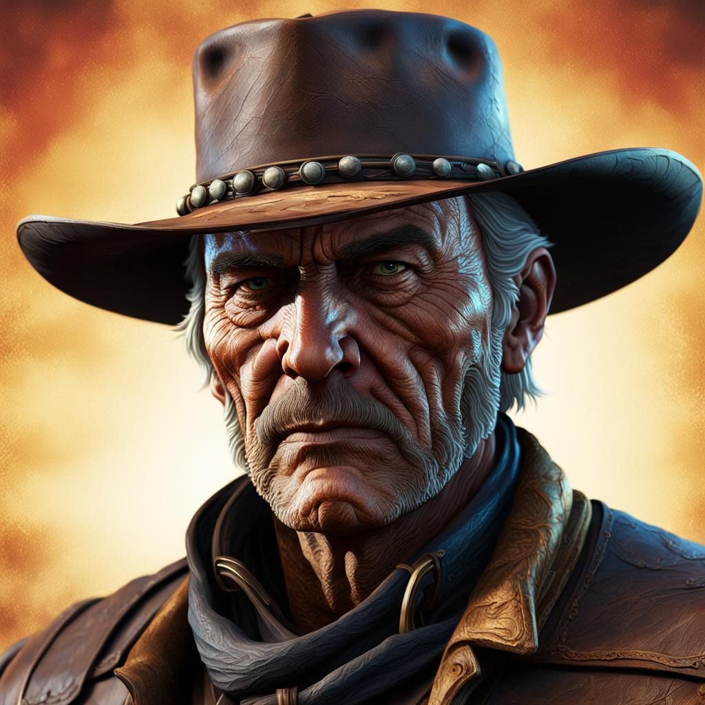 Old West Gunslinger in Hyperrealistic 3D Rendering