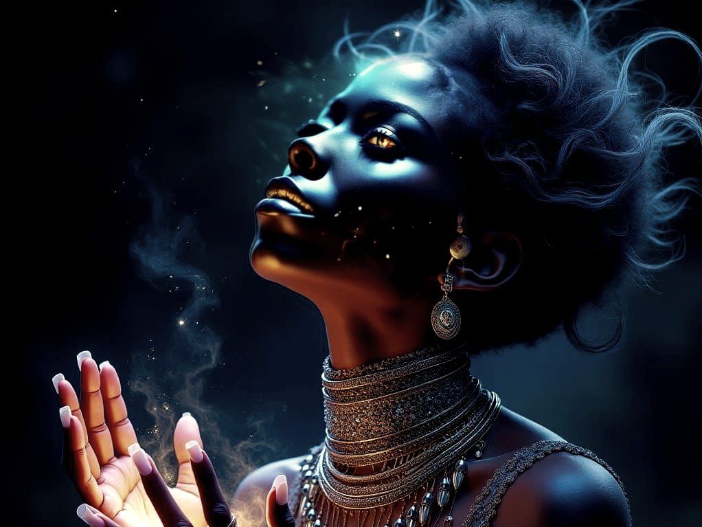 Ethereal Woman Silhouette with Magic