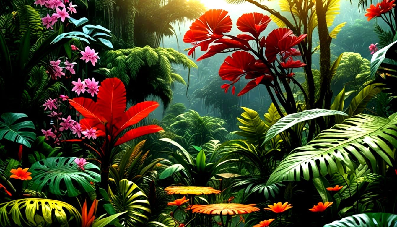 Amazon as World Center in Mixed Media Painting