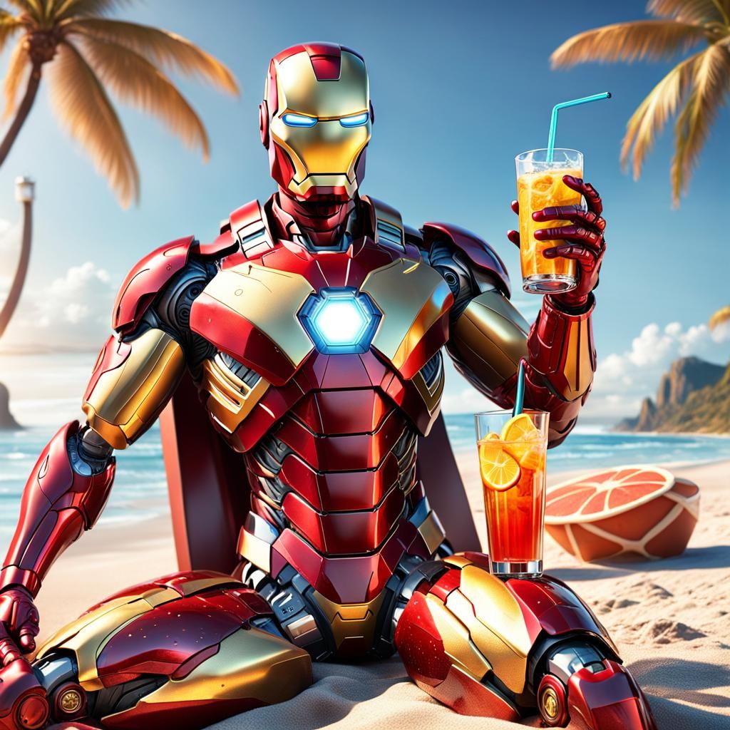 Iron Man on Vacation: Hyperrealistic 3D Rendering